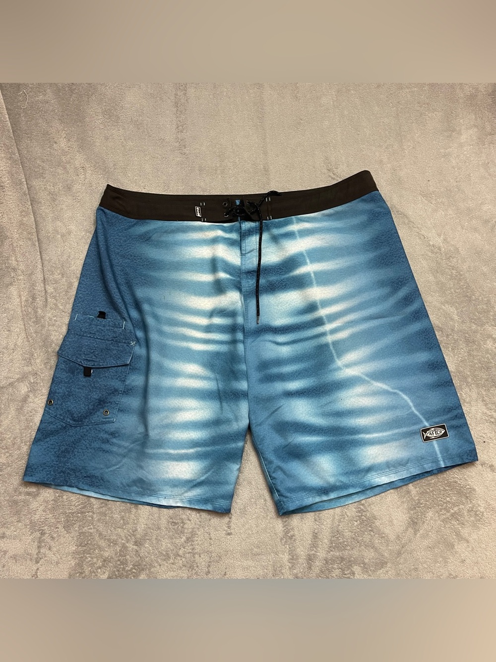 Men's AFTCO Fishing Swimming Shorts Trunks Drawstrings Blue Size 44